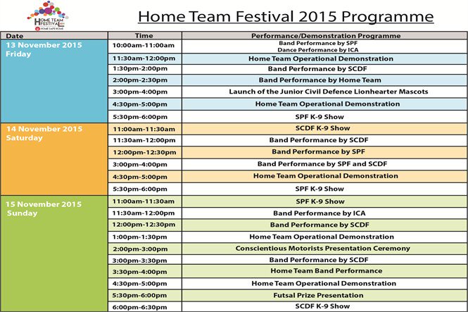 SingaporePolice's tweet photo. What are your plans this weekend? Join us at the Home Team Festival from 13-15 Nov! https://t.co/msYopmAd0B #htf2015 https://t.co/gqZXytVwqN