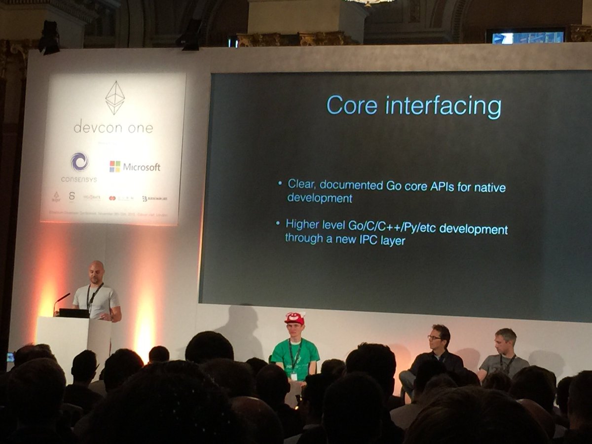 Now <a href="/jeffehh/">Jeffrey Wilcke</a>, Lead Developer of the Go client is giving an overview of his plans for its future. #devcon1 #ethereum