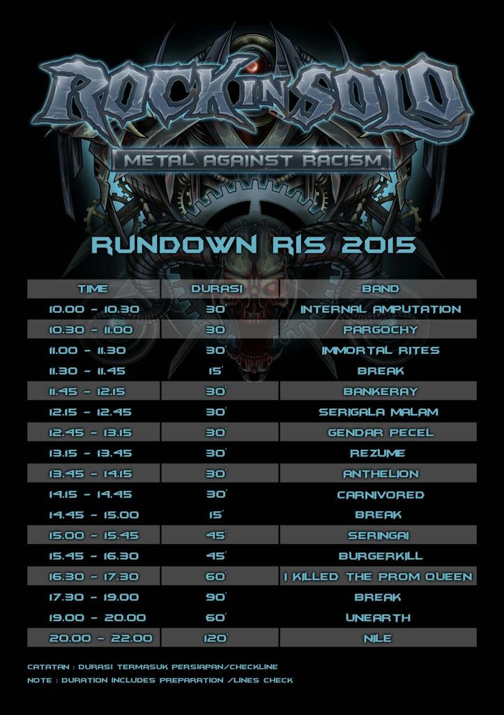 Inilah rundown ROCK IN SOLO 2015. Sebarkan! #RIS2015