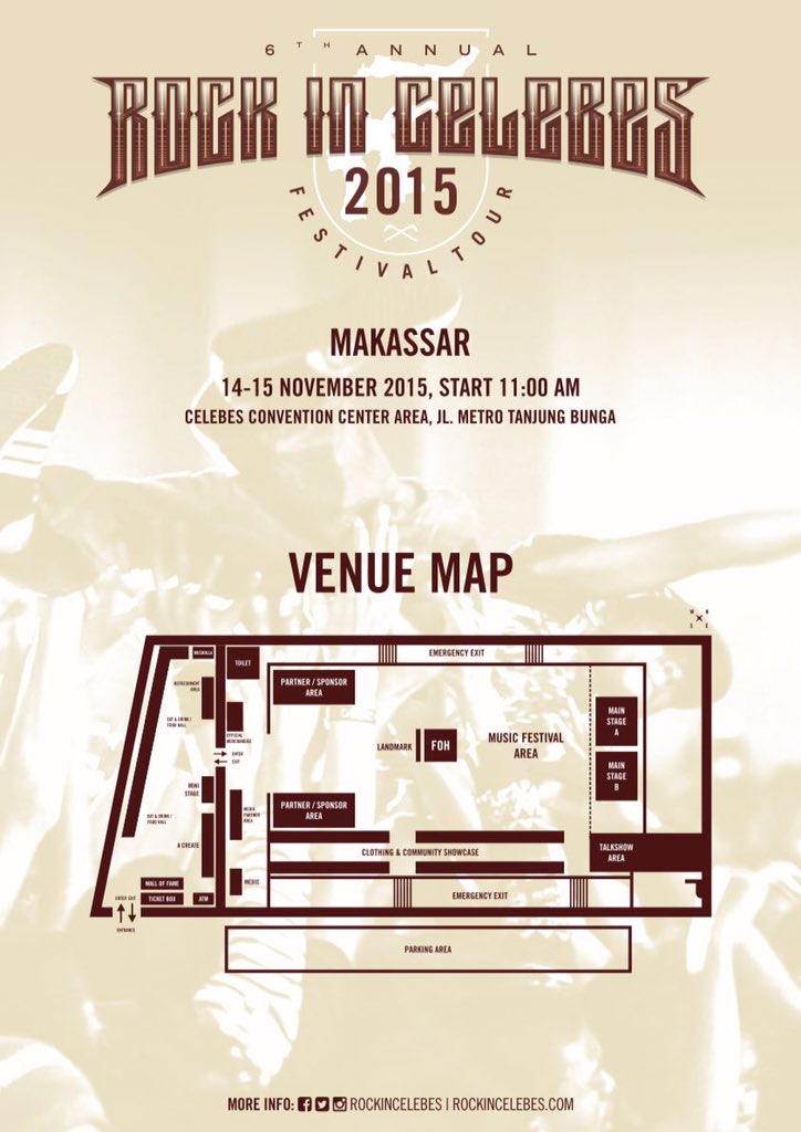 Detail Poster, Lineup, Jadwal &amp; Peta #RICfest2015 #Makassar 14-15 Nov @ Celebes Conv. Centre rockincelebes.com/makassar/