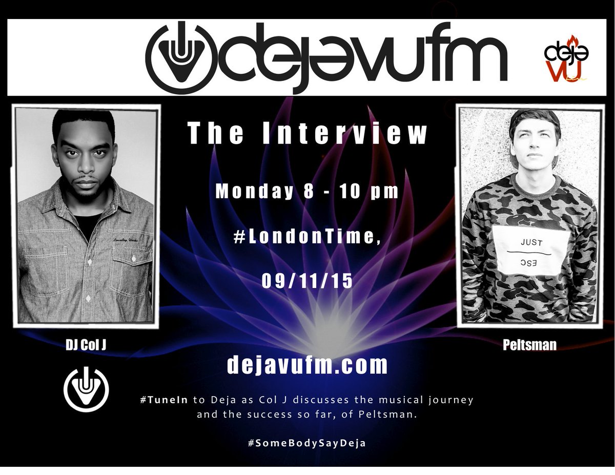 DJ_Temple1's tweet photo. TONIGHT!!! #InteviewOnDeja @dejavufm @officialcolj @Peltsman @Peltsmanpromo #StoryBehindTheArtist #SomebodySayDeja https://t.co/sFkttv3NLs