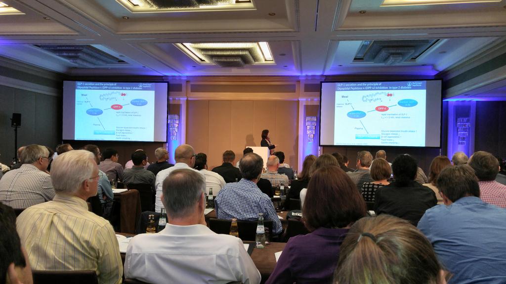 HarkerBIO's tweet photo. Dr. Gisela Schnapp discusses DPP4 inhibitors for #diabetes and #obesity at #psdi2015 #harkerbio https://t.co/gaRIV2DuNO