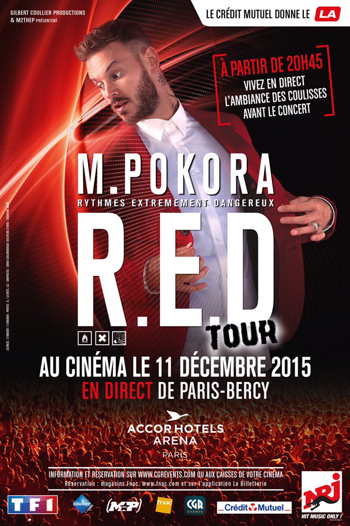 Le concert du 11 décembre à Bercy (Accor hotels arena) sera diffusé en direct dans les cinémas <a href="/CGR_Events/">CGR Events</a> #REDtour
