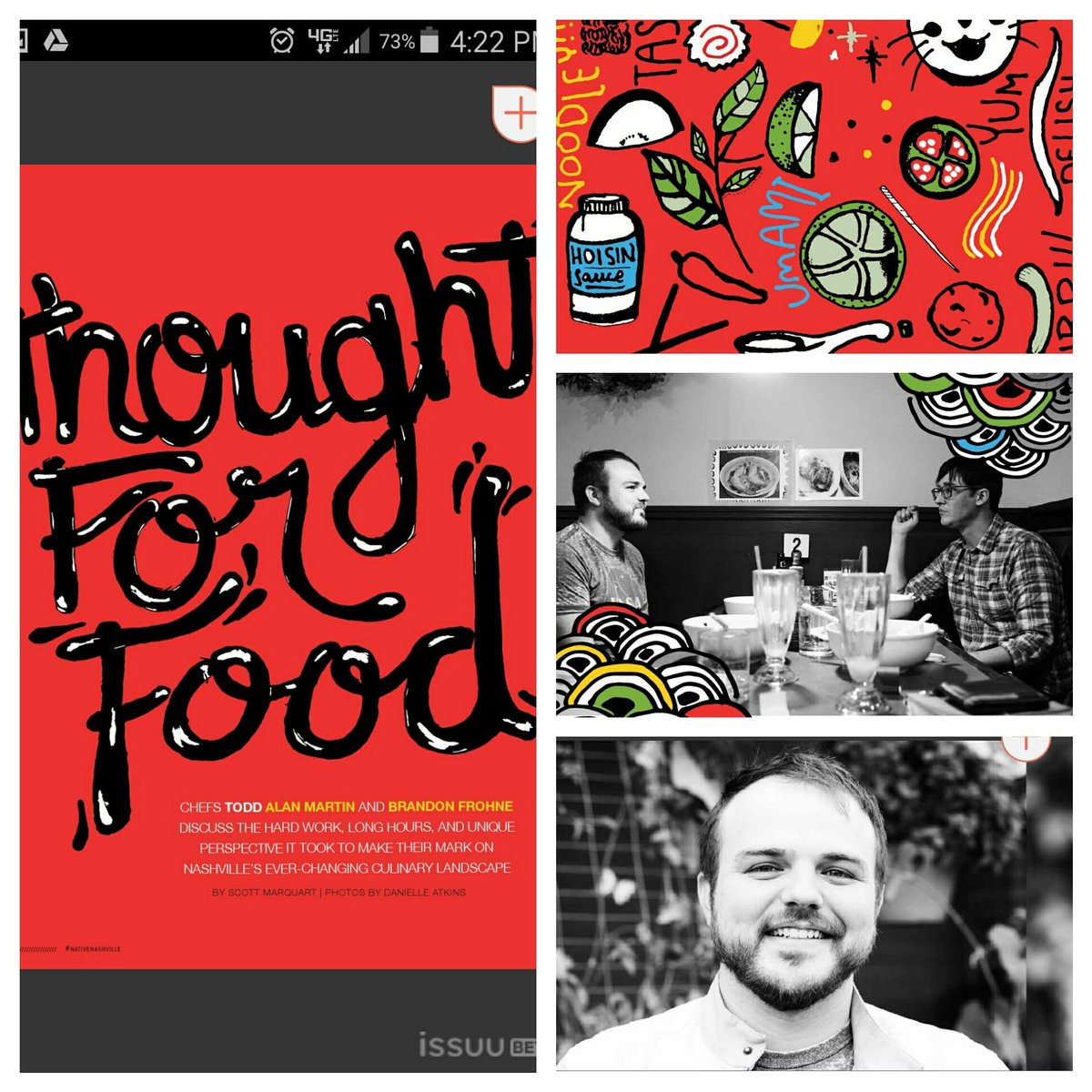 Grab a copy of this month's <a href="/NativeNashville/">Native</a> for a great food chat w/ @cheftoddmartin and <a href="/BrandonFrohne/">Brandon Frohne</a>! #cheflife
