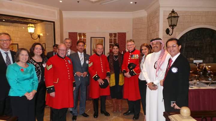 Three Chelsea Pensioners (British military veterans) attended the lunchtime meeting.