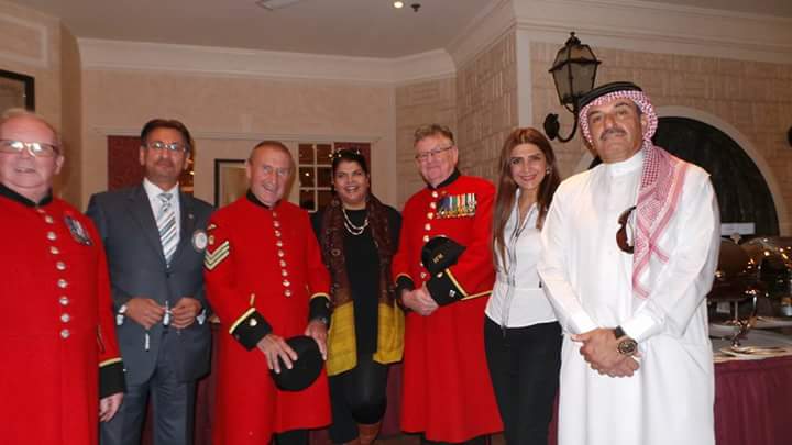 Three Chelsea Pensioners (British military veterans) attended the lunchtime meeting.