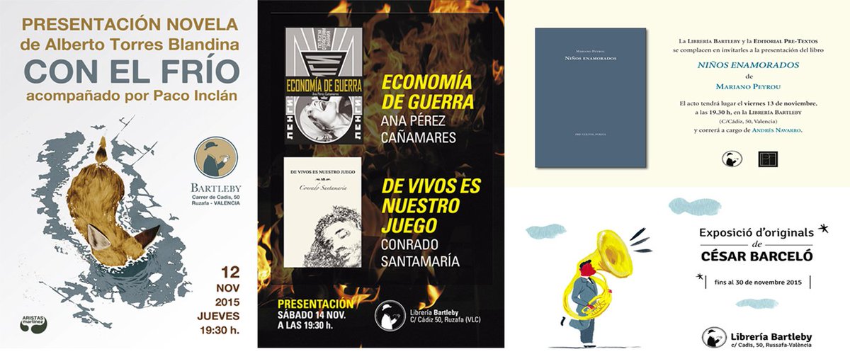 LibBartleby's tweet photo. agenda: 
@aristasmartinez @elblandina 
@PreTextosLibros @LupercaliaEd @anapmares 

Info: https://t.co/sKE6bheTd8 https://t.co/X8DtDhaAkO