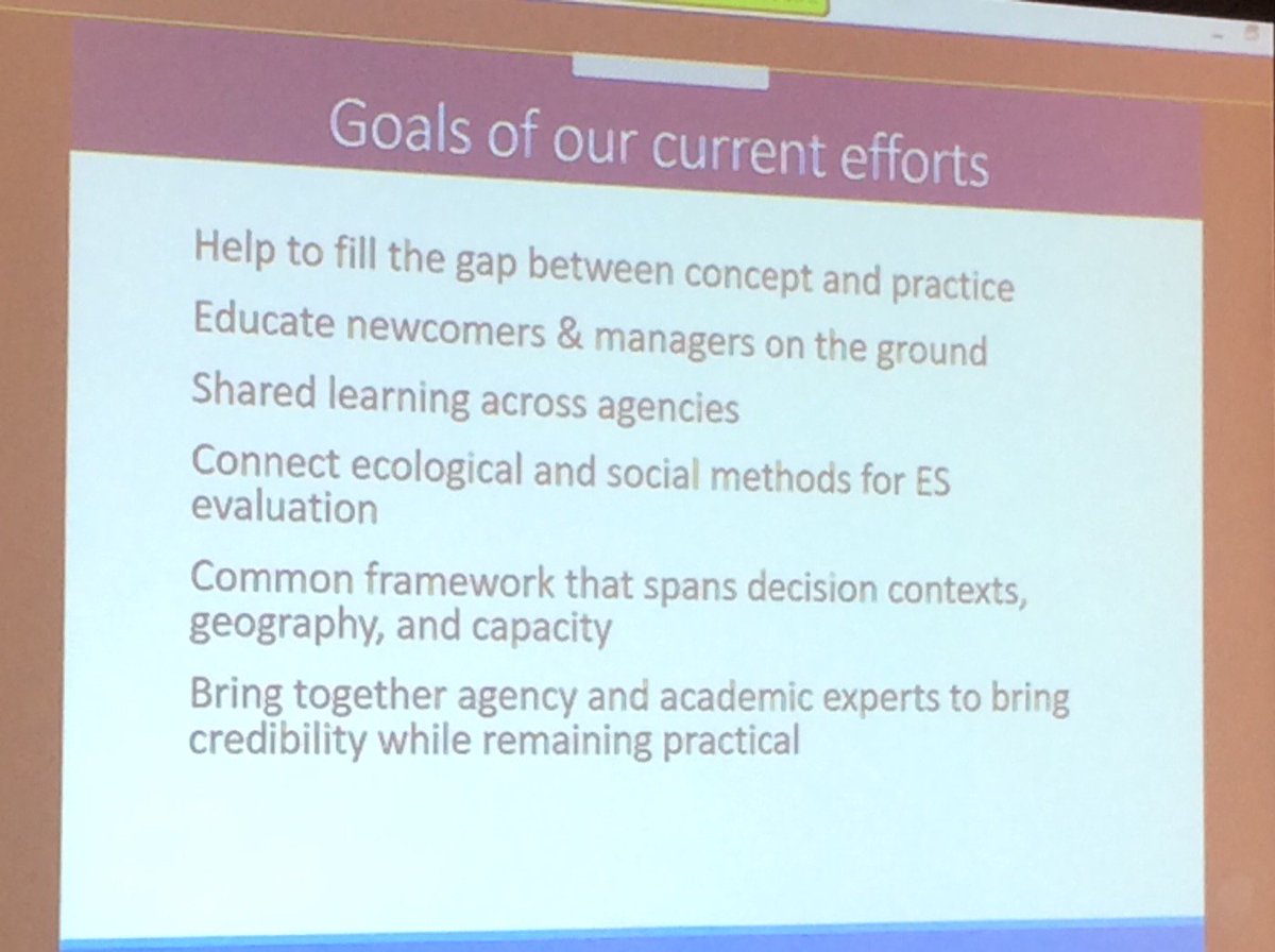 RuthKansky's tweet photo. Lydia oleander from Uni duke explains goals of national ecosystem services partnership @#ESPconf8 https://t.co/frbRDXYkDN