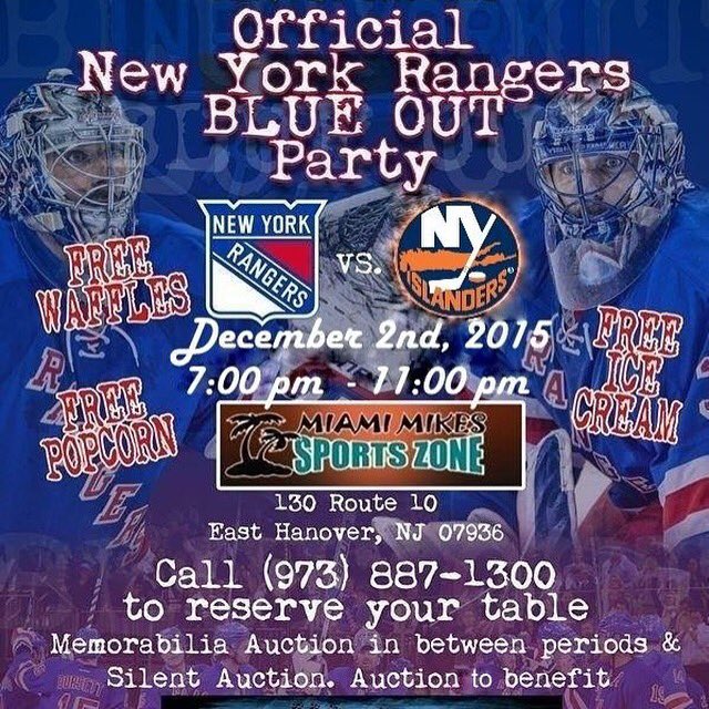 miami13mike's tweet photo. Rangers Blue Out at Miami Mikes Sports Zone December 2nd wear your Blue NYR Jersey @BlueshirtBanter @rangersreport https://t.co/HyNjWWOX3s