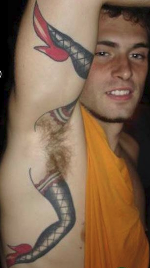 busterhymennow's tweet photo. He who drinks with men, wakes to sticky armpits. #badtatts #rumpel4skin.com https://t.co/KaeLblT6Sj