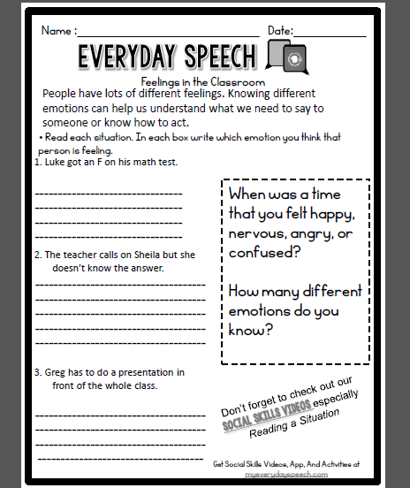 Feelings Worksheets. Role play dialogue