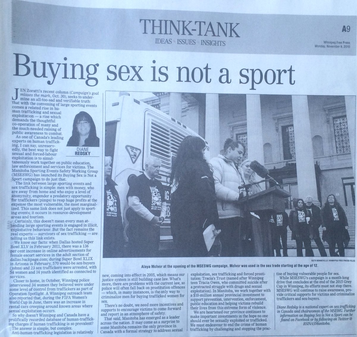 BSINASManitoba's tweet photo. OUR #BuyingSexIsNotASport EDITORIAL IN TODAY'S @WinnipegNews https://t.co/6EM5rcHOi3