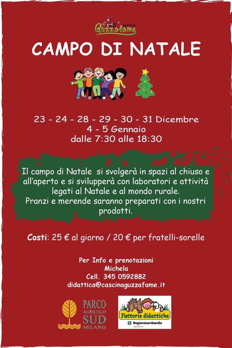 CascinaGuzzafam's tweet photo. CAMPO DI NATALE IN CASCINA! Tante attività legate al Natale e al mondo agricolo. https://t.co/Yxt4lSdy7c