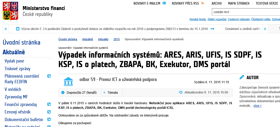 bcom_cz's tweet photo. Čtyři dny nefunkční informační systémy v době vysokých dostupností a DR lokalit kvůli výpadku HW? #HighAvailability https://t.co/mdCbukZaQX