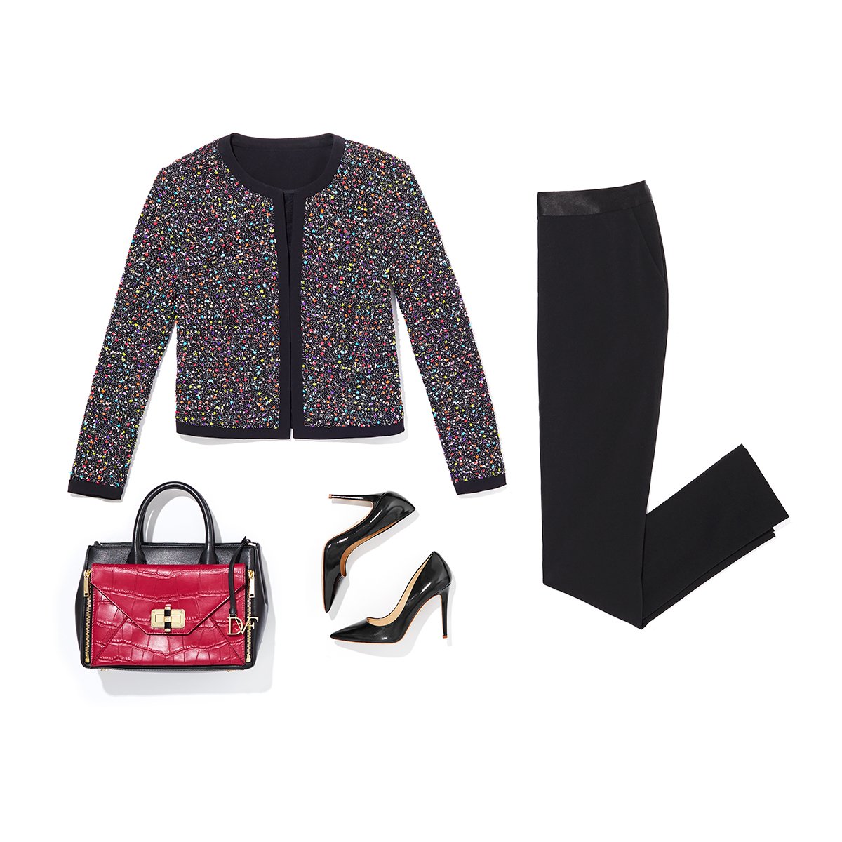 DVF's tweet photo. The Emery tweed jacket adds a festive touch to a polished look. Shop now: https://t.co/UVbk0v0Kdt https://t.co/vDQOsD40hF