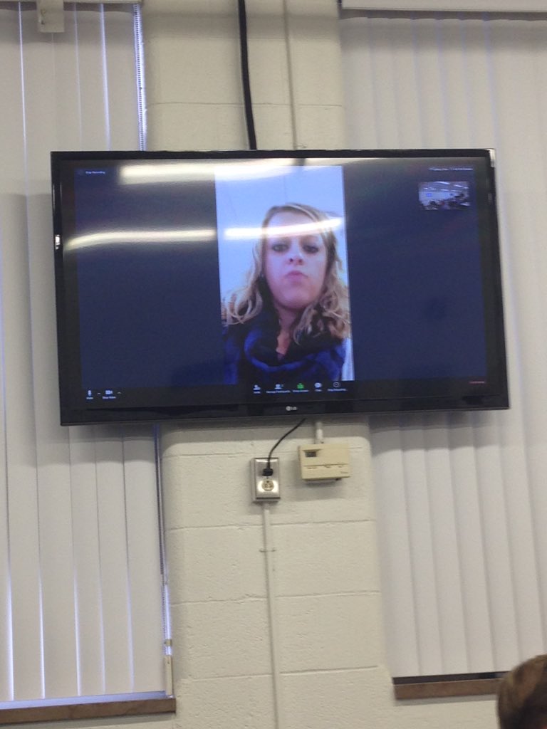 KCSlearning2020's tweet image. Lauren answering our questions via Skype.
