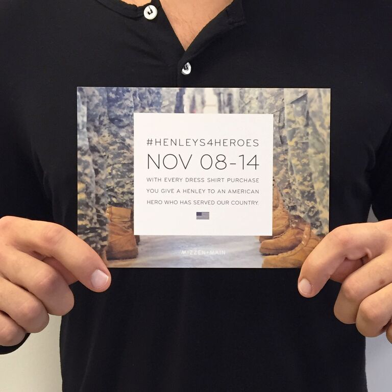 mizzenandmain's tweet photo. With every dress shirt you purchase this week, we will give a henley to an American hero #Henleys4Heroes https://t.co/ZRF9a8exw3