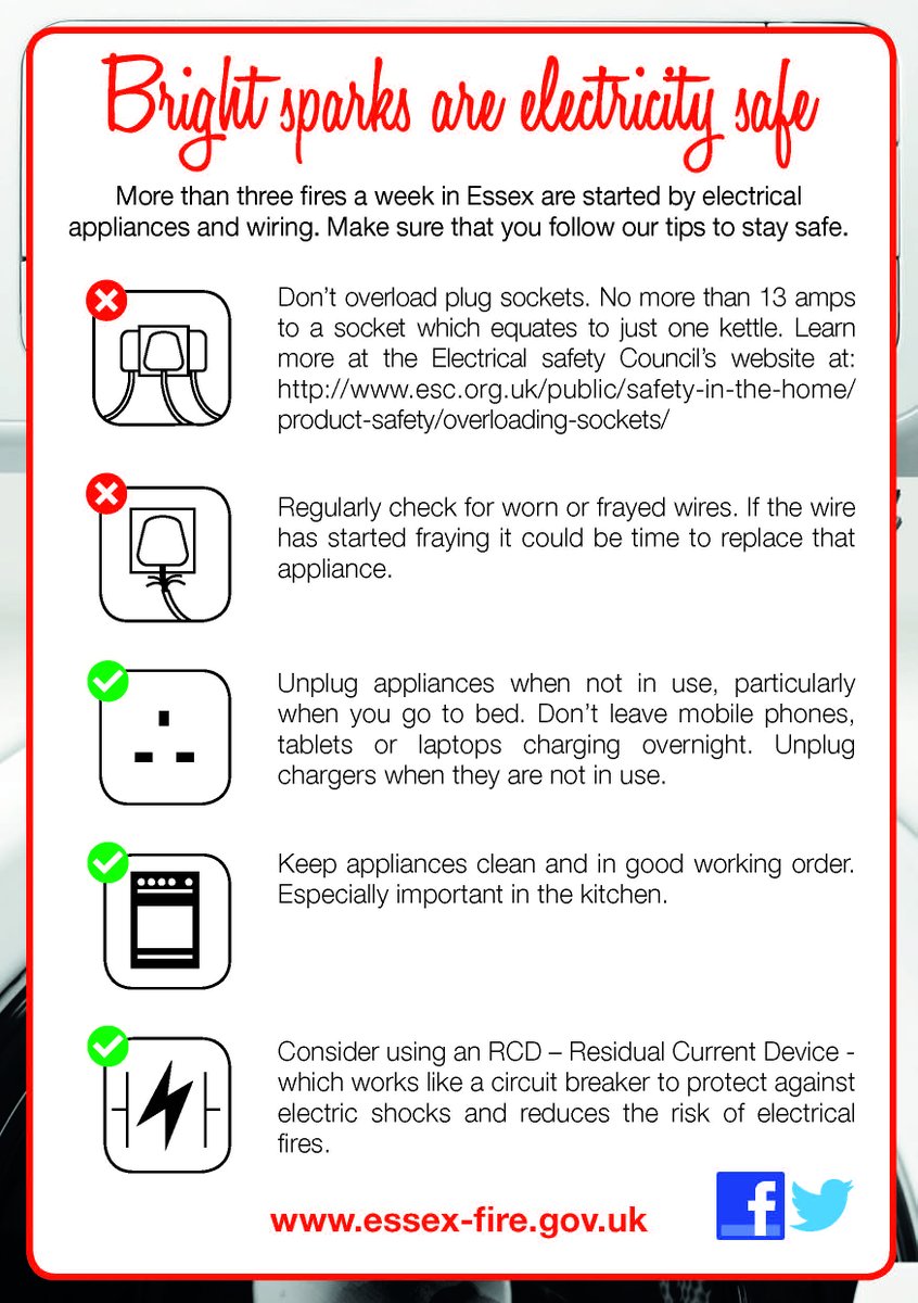 ECFRS's tweet photo. More than three fires a week in #Essex are started by electrical appliances and wiring. #ElectricalFireSafetyWeek https://t.co/hWvzAOIoHF