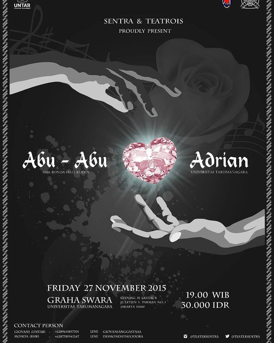 Teater Sentra &amp; Teatrois  pentas inagurasi 27 November 2015 jam 19:00 HTM 30rb