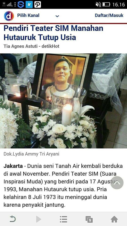 Selamat jalan sahabat,guru,seniman Teater Indonesia. Bang Aan, Manahan Hutauruk <a href="/manahann/">manahan hutauruk</a> Tuhan Memberkatimu. Aamiin