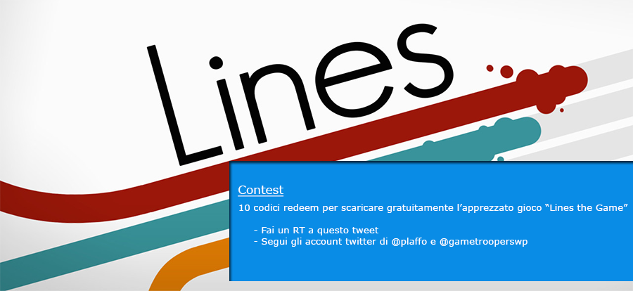 Plaffo's tweet photo. Plaffo e @gametrooperswp regalano 10 codici per scaricare il gioco "Lines the Game". Info https://t.co/FzPwJELew4 https://t.co/9D9xGbIUPk