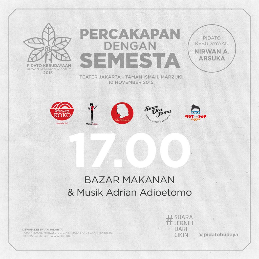 Besok gak usah makan dulu sebelum datang ke Pidato Kebudayaan DKJ. Datang saja lebih awal, ada bazar makanan.
