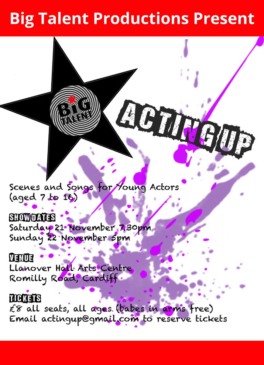 Big Talent's next show, Acting Up! Tickets on sale this weekend!