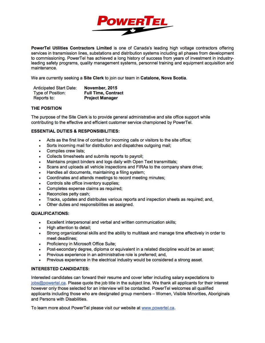 MikmawEBO's tweet photo. Powertel site clerk job opportunity. https://t.co/HGQ6QOUkON