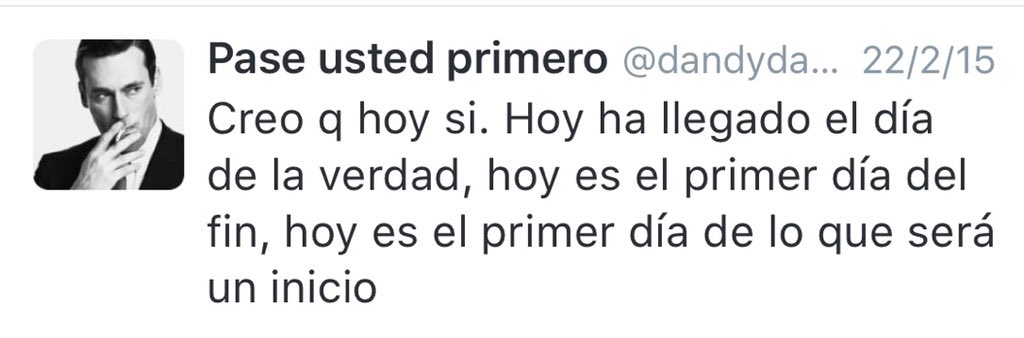 Hoy es el primer día del fin, el primer día de un inicio... ¿Pq tengo la sensación de repetirme?, ah ya se pq...