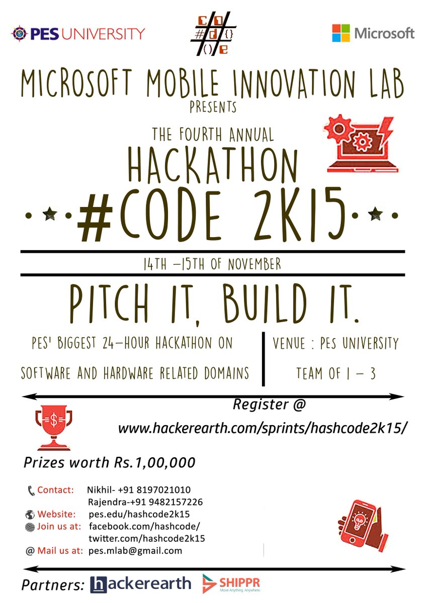 hashcode2k15's tweet image. #code is back !!
24 hours
Open Hack
Nov. 14th - 15th
Cash Prizes worth Rs.1 lakh to be won!!
BE THERE
REGISTER NOW