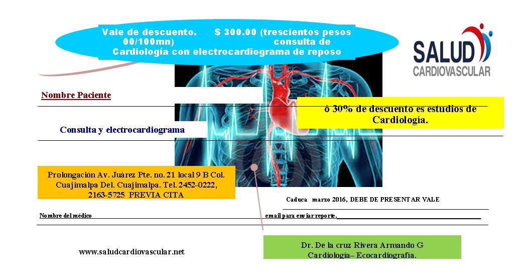 imprime tu volante y concreta tu cita de cardiología con descuento. saludcardiovascular.net