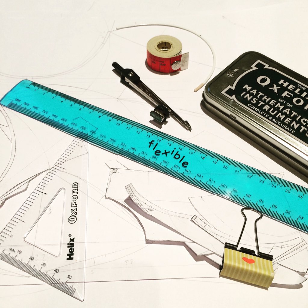 GemMarsden15's tweet photo. Didn't think I'd be using a compass or set square again #patterndrafting #patterngrading #lingerie #bramaking https://t.co/PkrO9gsAqm