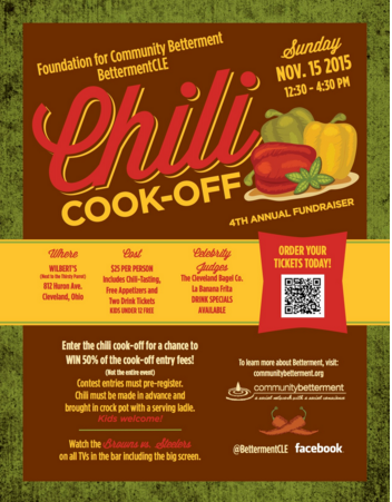 BettermentCLE's tweet photo. SUNDAY - annual Chili Cook-Off @wilbertsmusic w/ judges @clebagelco &amp; @LaBananaFrita - tix - https://t.co/6i1DALLBk3 https://t.co/Sv7fcMd2u3