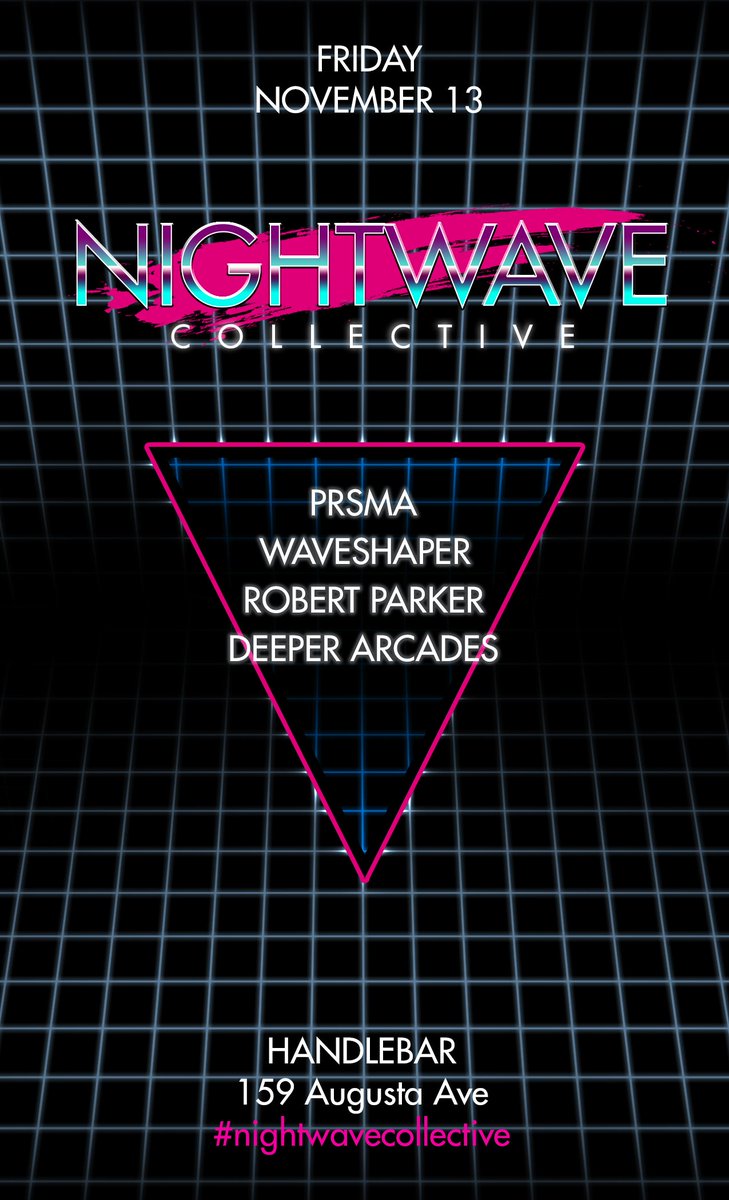 NightwaveTO's tweet photo. next level #synthwave w/Swedish artists #RobertParker x #Waveshaper &amp; #Toronto's #PRSMA this Friday!! #torontoevents https://t.co/BIc81QD73i