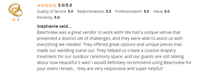 Is #winning still a thing? Because we are, even on a Monday! We just got this great 5 STAR review on <a href="/WeddingWire/">WeddingWire</a>!