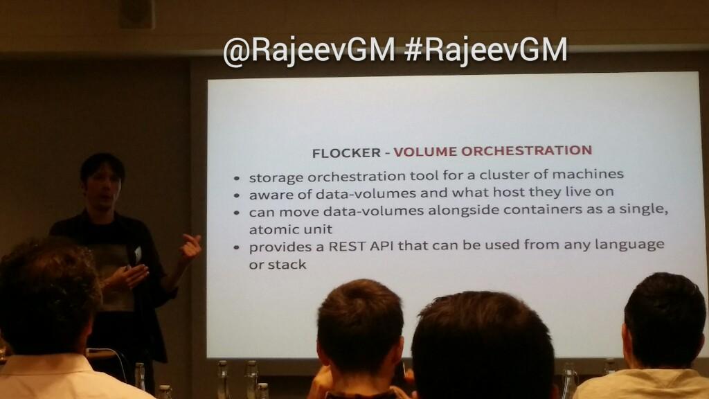 rajeevgm's tweet image. #bioindocker15&amp;gt;@ClusterHQ&apos;s @Kai_Davenport on #flocker &amp;amp; #docker