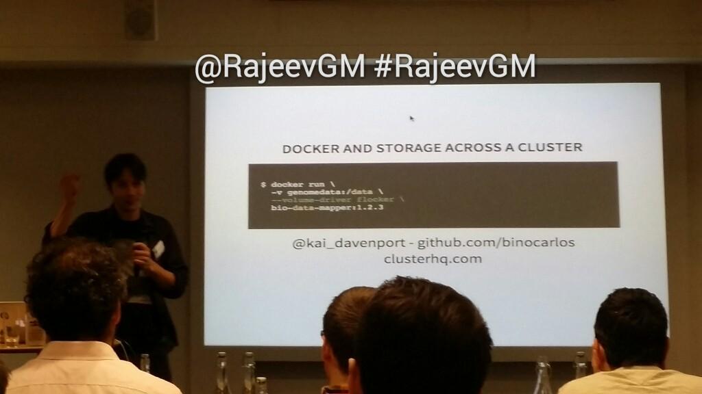 rajeevgm's tweet image. #bioindocker15&amp;gt;@ClusterHQ&apos;s @Kai_Davenport on #flocker &amp;amp; #docker