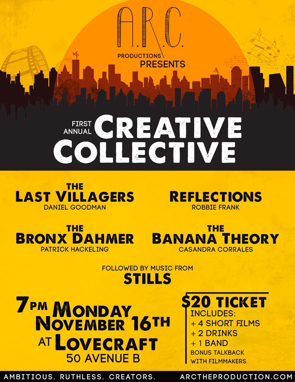 Only a week until our Creative Collective! Come watch/listen/drink with us on Monday @ Lovecraft, details below...