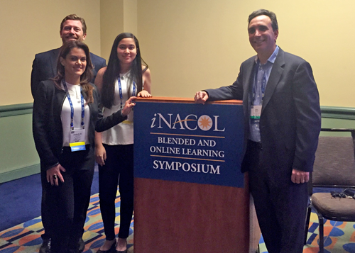 epsBOARD's tweet photo. Thank you @NewClassrooms @sethbreynolds, @NCJoelRose, Marvelis and Emely today at @nacol! #inacol15 https://t.co/lTSG7jWxBS