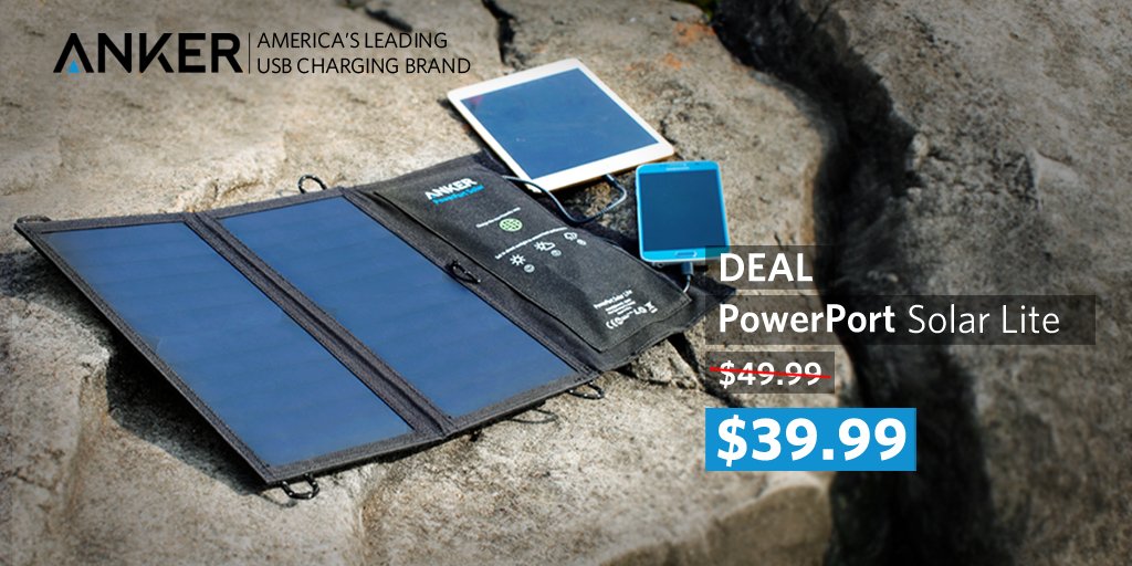 Anker "【#DEAL】US fans! Get the #Anker #PowerPort Solar Lite for just $39.99! Code: FPGR435W https://t.co/Sfc2WxygXl" Twitter
