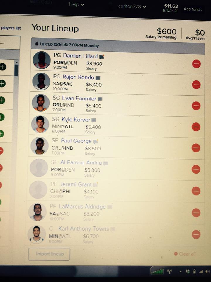 Falcons4L1FE's tweet photo. @DaTrueGuru I have these two lineups tonight and wanted to get your thoughts. Tried to be different on each one https://t.co/R2ZeLXsFKg