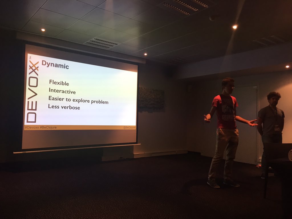 flushdia's tweet photo. @beclojure showing Clojure, good job guys! #devoxx #DevoxxBE https://t.co/ahnQaOpnBs