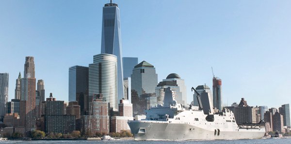#USSNewYork transits up Hudson River, Sunday. New York is participating in #VeteransWeek NYCto honor veterans.