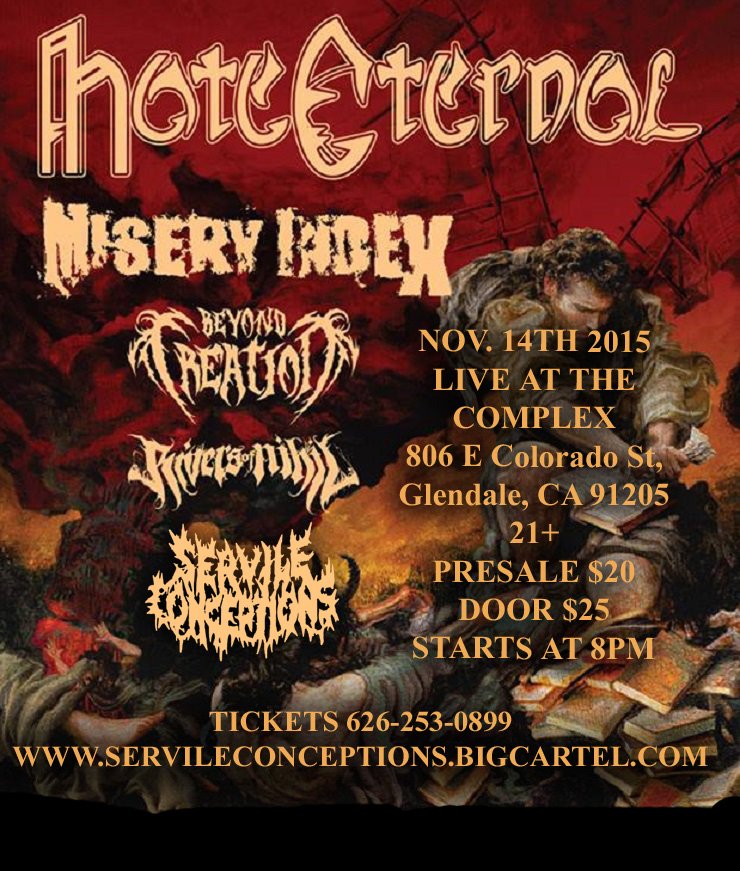 This Saturday! Message us for tickets! #hateeternal #deathmetal #LA #shows #brutality