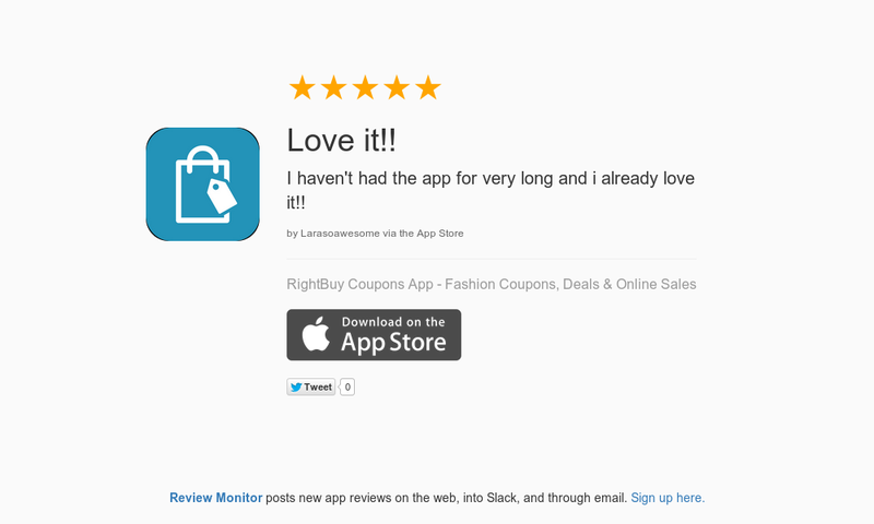 right_buy's tweet photo. 5 Star Review: "Love it!!: I haven't had the app for very long and i already love it!!" https://t.co/zSkRmfYBs8 https://t.co/oGtzoWArvF