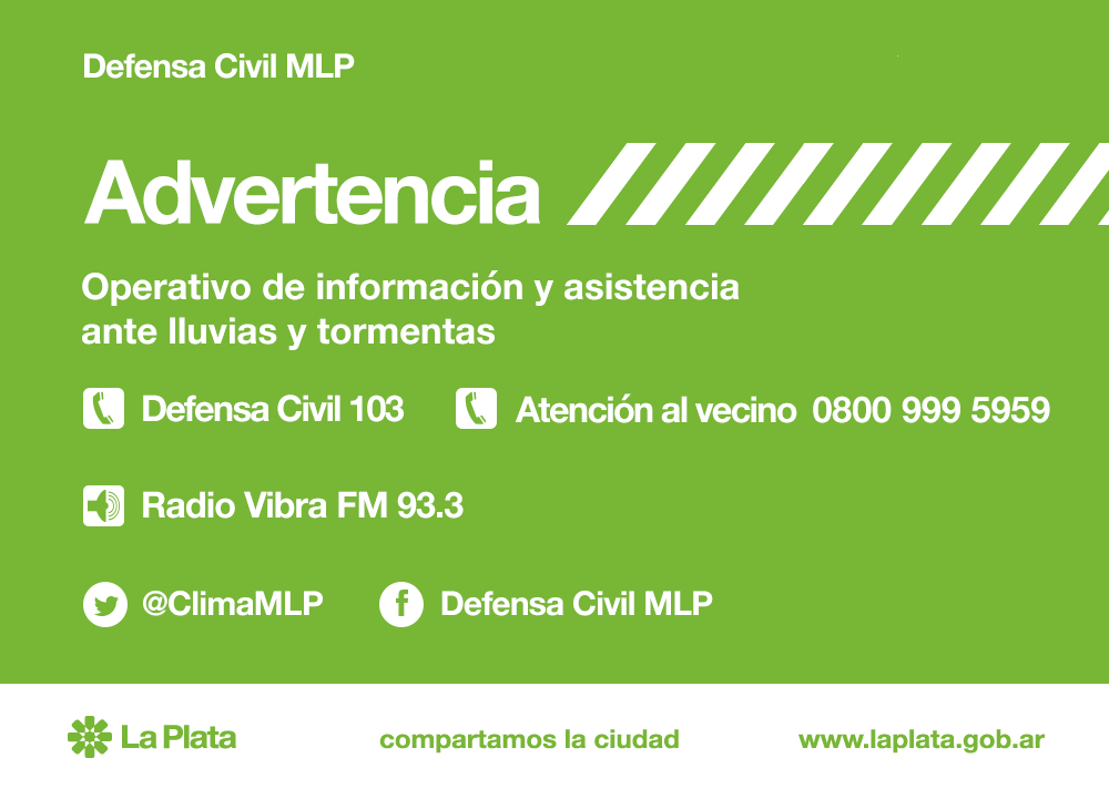 Por la posible caída de granizo y tormentas fuertes hacia las 18hs #LaPlata