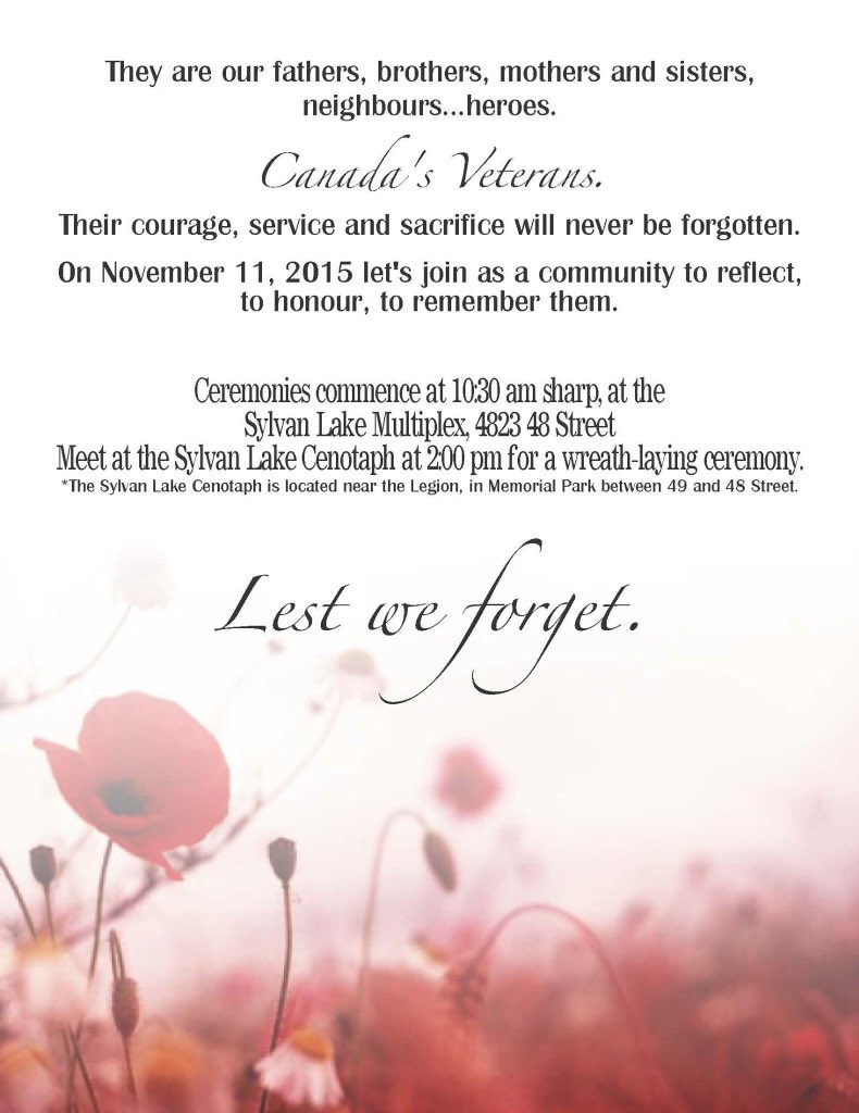 seanfromsylvan's tweet photo. I invite you to join our community to honour Remembrance Day in Sylvan Lake, this Wednesday at 10:30am #LestWeForget https://t.co/LJyGpDyp6d