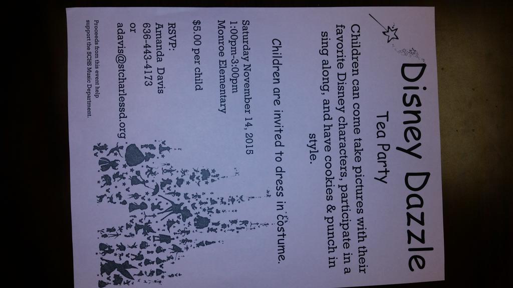 Have Children?  Like to see them Smile?

Make a memory this Saturday, Nov. 14
1 - 3:00
Disney Dazzle at Monroe Elem.