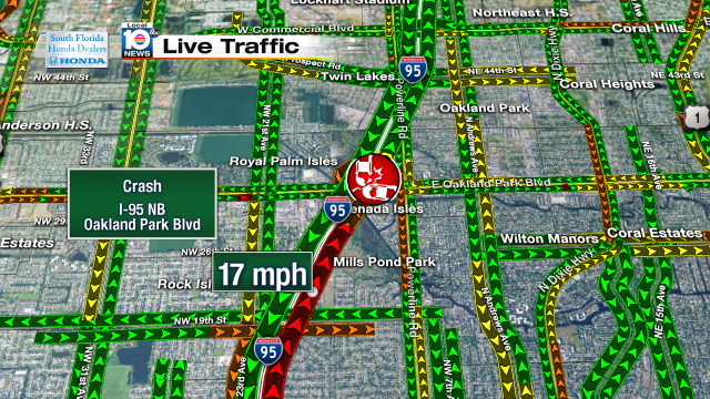 Crash on I-95 NB at Oakland Park Blvd. Speeds at 17mph #traffic #broward @JeniseFernandez https://t.co/ON3ruXGAUC