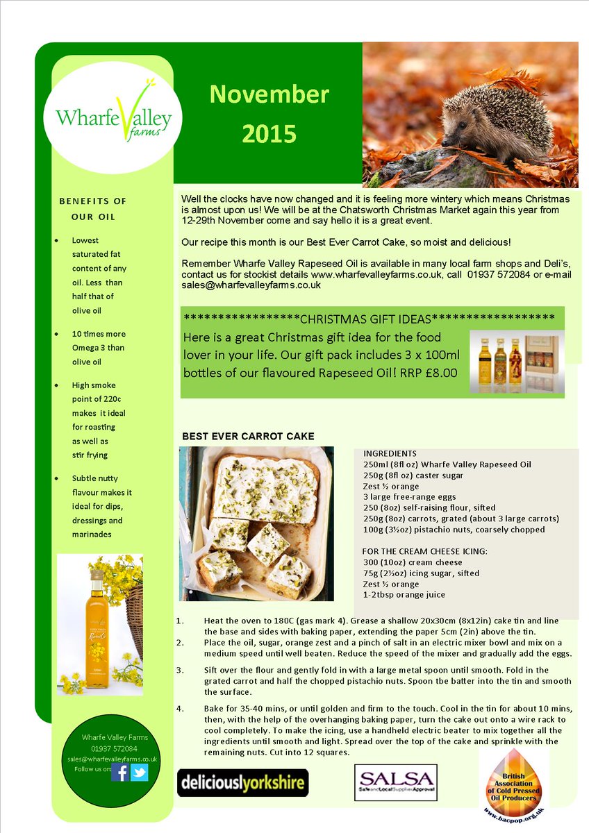 Our Nov newsletter is out! Let us know what you think of our Carrot Cake recipe. Don’t forget a gift pack for Xmas!